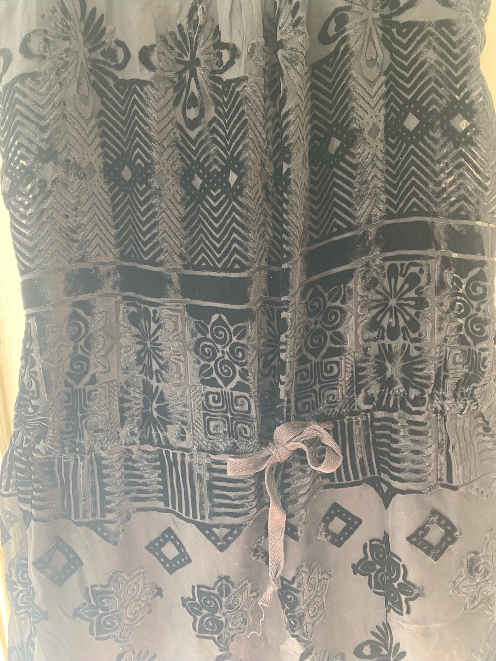 Free People Black Velvet Burnout Racerback Tank Dress with Beaded Trim - Picture 2 of 5